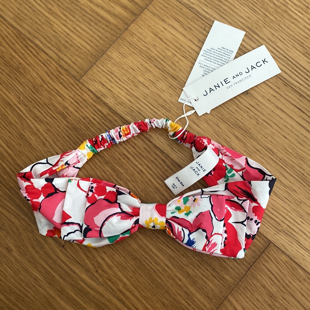 New Janie and Jack Girl Floral Bow Soft Headband